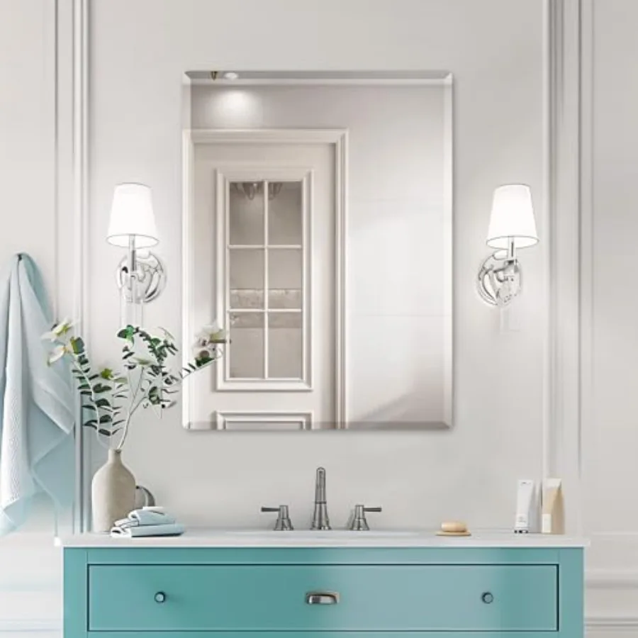 Beveled Mirror Wall Mirror 24" x 32" Frameless Rectangle Bathroom Mirror with Beveled Edge Hangs Horizontally or Vertically. Ro
Beveled Mirror Wall Mirror 24" x 32" Frameless Rectangle Bathroom Mirror with Beveled Edge Hangs Horizontally or Vertically. Ro