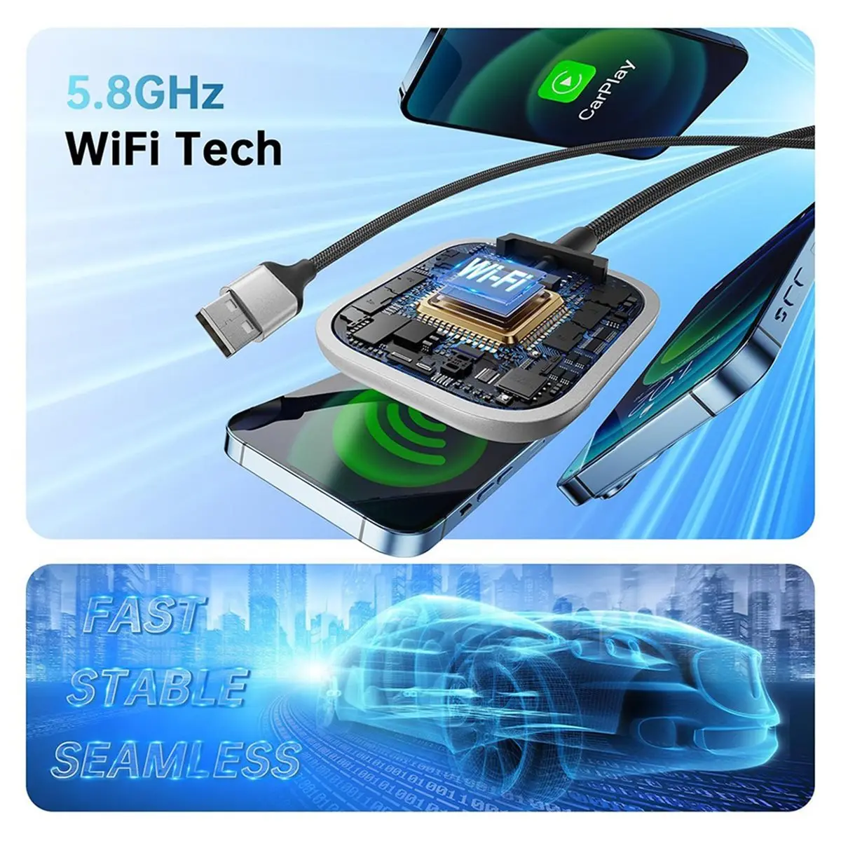 Адаптер CarPlay с проводным и беспроводным преобразованием Plug & Play Компактный дизайн для систем CarPlay
Адаптер CarPlay с проводным и беспроводным преобразованием Plug & Play Компактный дизайн для систем CarPlay