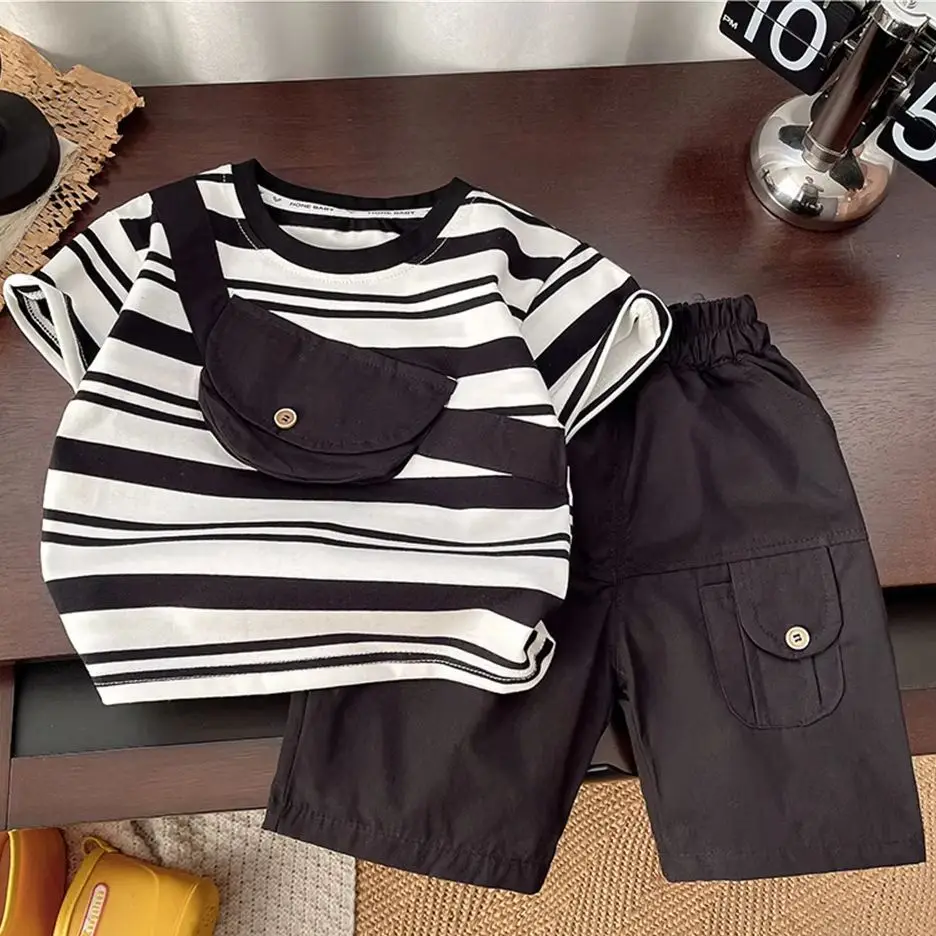 Одежда для маленьких мальчиков, осенняя футболка в полоску с короткими рукавами + штаны, детские костюмы из 2 предметов, комплект детской одежды, детская одежда для детей 0-4 лет 
Одежда для маленьких мальчиков, осенняя футболка в полоску с короткими рукавами + штаны, детские костюмы из 2 предметов, комплект детской одежды, детская одежда для детей 0-4 лет
