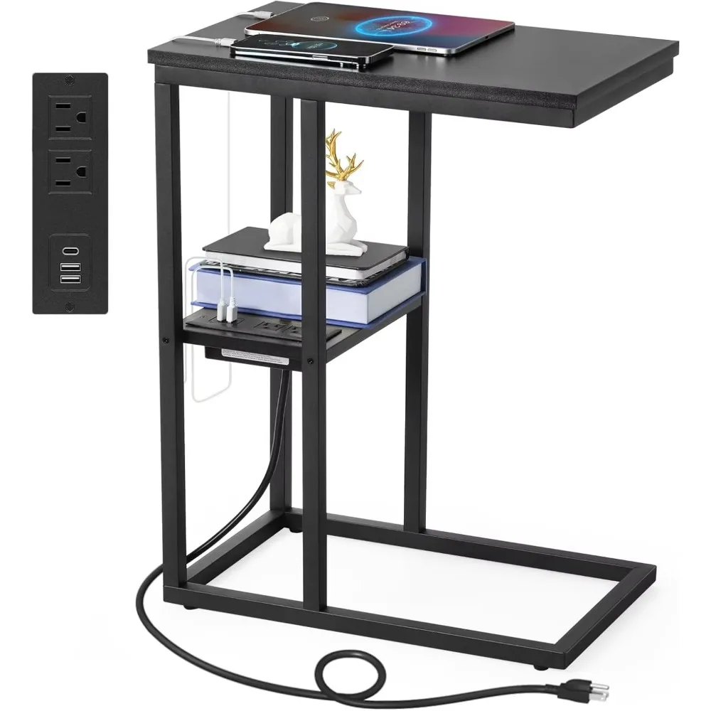 C Shaped End Table with Charging Station, Snack Side Table with USB Ports and Outlets for Small Spaces for Living Room Bedroom
C Shaped End Table with Charging Station, Snack Side Table with USB Ports and Outlets for Small Spaces for Living Room Bedroom