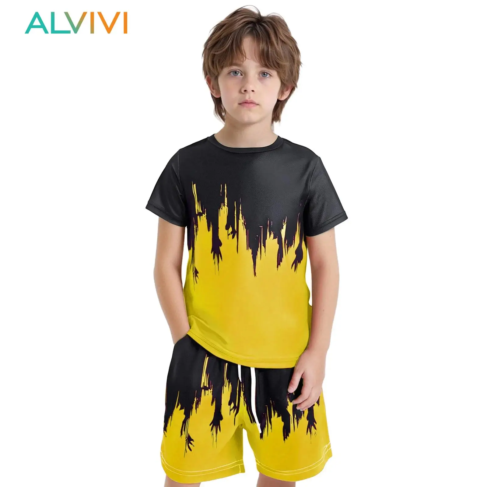 Kids Boys Soccer Jersey Set Print Gradient Sports Suit Quick-Drying Athletic Outfit Short Sleeve T-shirt with Pockets Shorts
Kids Boys Soccer Jersey Set Print Gradient Sports Suit Quick-Drying Athletic Outfit Short Sleeve T-shirt with Pockets Shorts