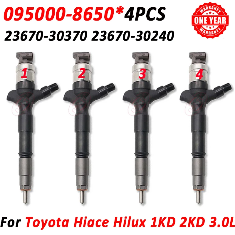 4 шт. 095000-8650 Форсунка дизельного топлива 23670-30370 Распылительная форсунка 23670-30240 для Toyota Hiace Hilux 1KD 2KD
4 шт. 095000-8650 Форсунка дизельного топлива 23670-30370 Распылительная форсунка 23670-30240 для Toyota Hiace Hilux 1KD 2KD
