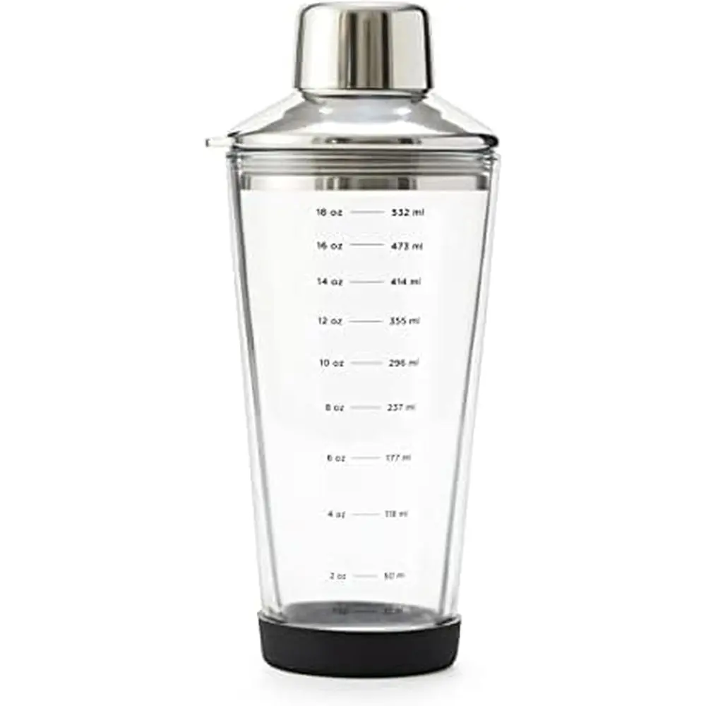 18 oz Glass Cocktail Shaker with Measurement Markings, Stainless Steel Lid, 1.5 oz Jigger & Strainer, 3.94 x 3.54 x 9.06 Inches
18 oz Glass Cocktail Shaker with Measurement Markings, Stainless Steel Lid, 1.5 oz Jigger & Strainer, 3.94 x 3.54 x 9.06 Inches