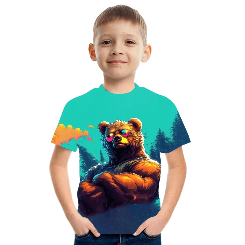 Baby Boy Bear Print Breathable Sporty T-shirt Summer Quick-Dry Short Sleeve 3D Pullover Casual Round Neck Top Baby Clothes 3-13Y
Baby Boy Bear Print Breathable Sporty T-shirt Summer Quick-Dry Short Sleeve 3D Pullover Casual Round Neck Top Baby Clothes 3-13Y
