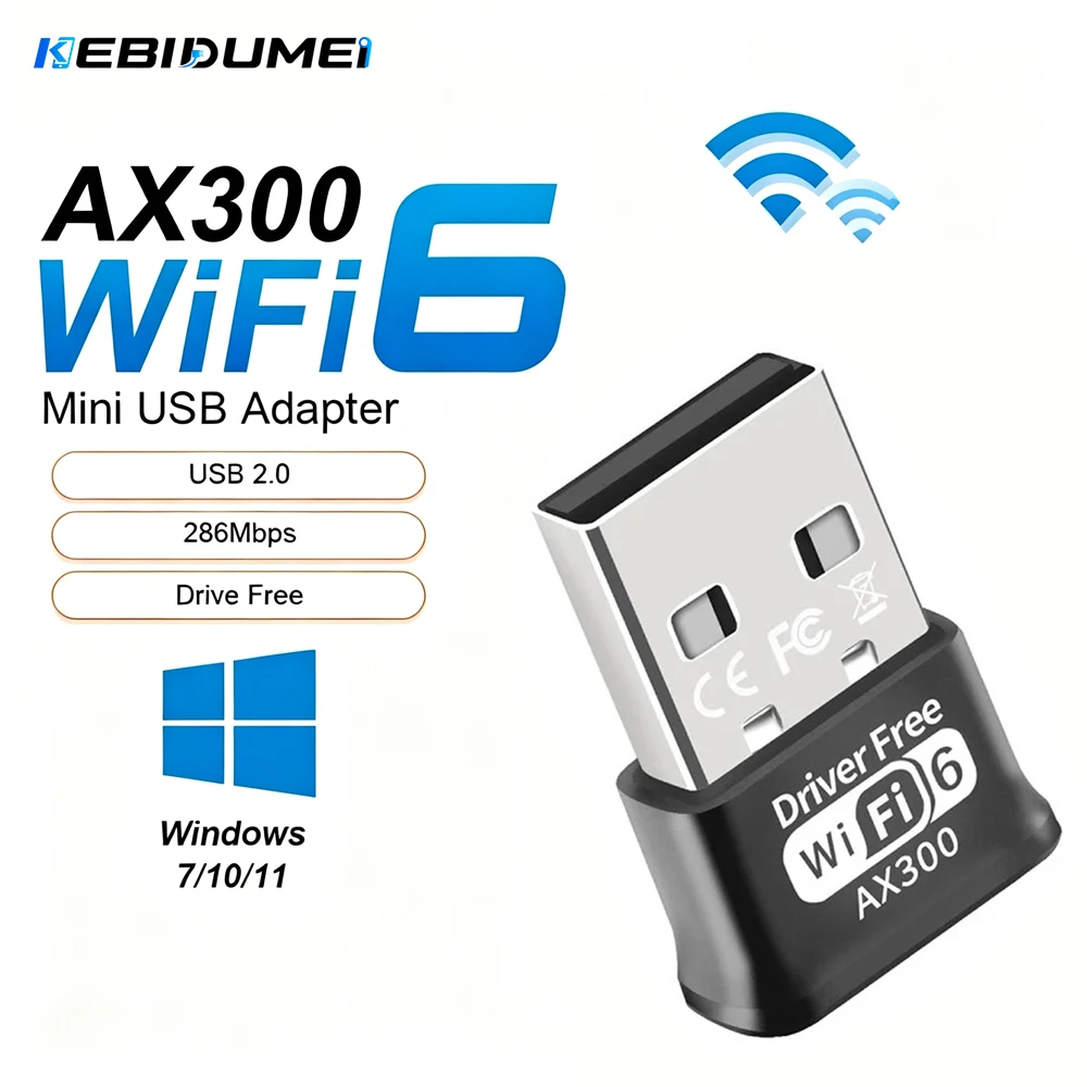 KEBIDUMEI USB WiFi 6 Adapter 2.4GHz Wireless Dongle 802.11AX Network Card Drive Free USB 2.0 Ethernet Receiver For Win7/10/11
KEBIDUMEI USB WiFi 6 Adapter 2.4GHz Wireless Dongle 802.11AX Network Card Drive Free USB 2.0 Ethernet Receiver For Win7/10/11