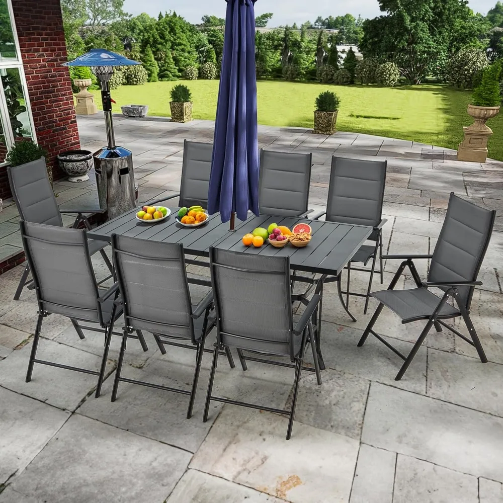 9-Piece Outdoor Dining Set - 8 Padded Aluminium Folding Chairs & Adjustable Rustproof Steel Table, Low-Maintenance Garden Furnit
9-Piece Outdoor Dining Set - 8 Padded Aluminium Folding Chairs & Adjustable Rustproof Steel Table, Low-Maintenance Garden Furnit