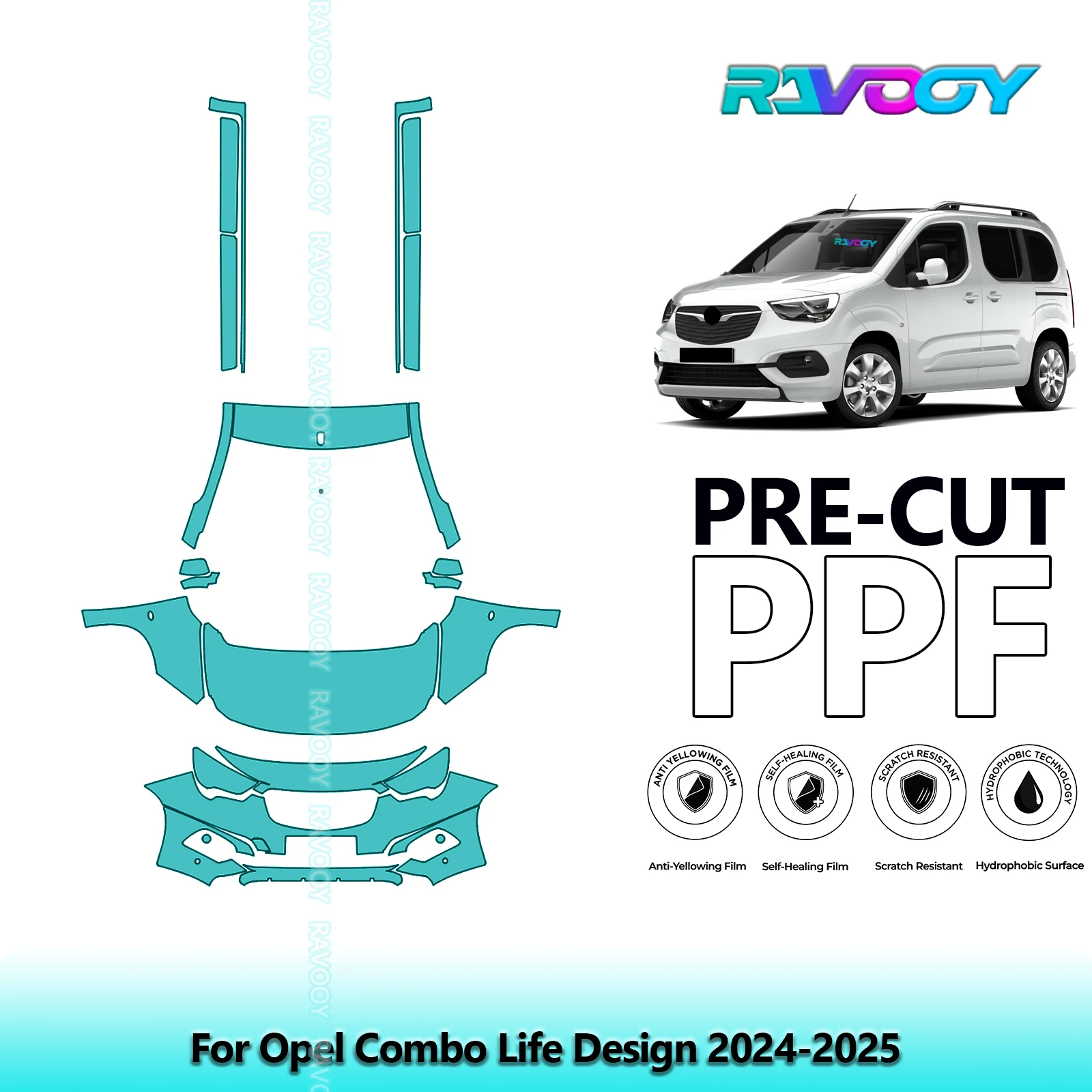 Front Kit+Rockers Clear Bra Precut PPF Paint Protection Film For Opel Combo Life Design 2024-2025
Front Kit+Rockers Clear Bra Precut PPF Paint Protection Film For Opel Combo Life Design 2024-2025