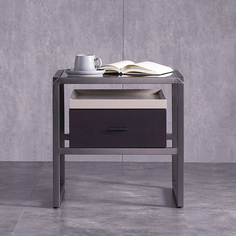 Solid wood bedside table glass surface smoked wood bedroom post-modern Nordic storage locker
Solid wood bedside table glass surface smoked wood bedroom post-modern Nordic storage locker