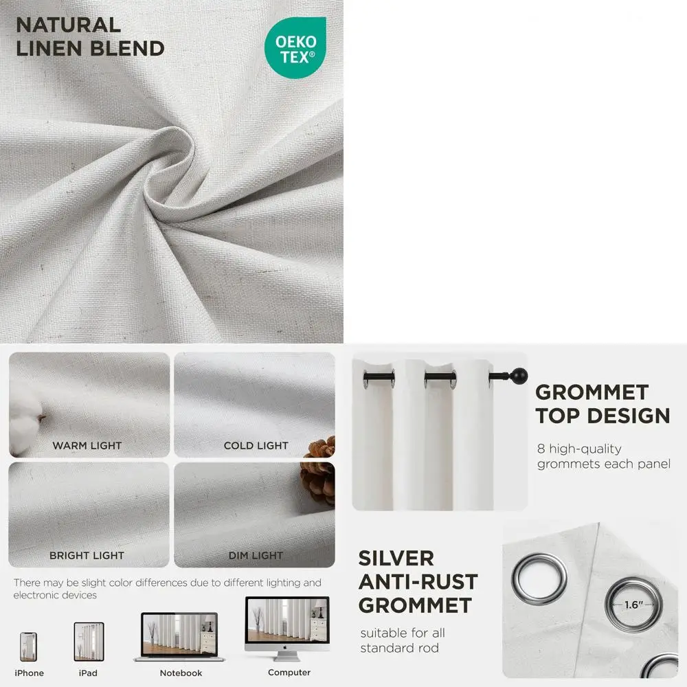 Full Light Blocking 2-Panel White Linen Curtains, 52 W x 108 L, Thermal Insulated for Living Room & Bedroom
Full Light Blocking 2-Panel White Linen Curtains, 52 W x 108 L, Thermal Insulated for Living Room & Bedroom