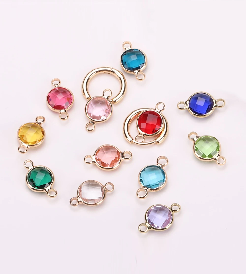 Gold Color Copper Edge Birthstone Connectors Pendants Multicolor Facet Round Glass Charms for DIY Making Bracelet Earrings
Gold Color Copper Edge Birthstone Connectors Pendants Multicolor Facet Round Glass Charms for DIY Making Bracelet Earrings