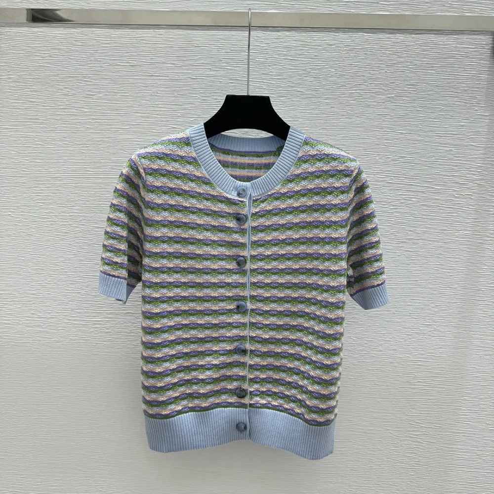High-quality 2026 new style women's casual fashionable short-sleeved buttoned colorful striped top xy26414198
High-quality 2026 new style women's casual fashionable short-sleeved buttoned colorful striped top xy26414198