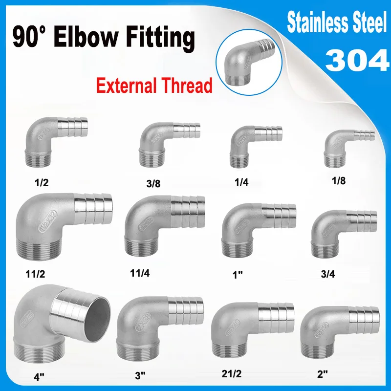 304 Stainless Steel Pipe Fittings Connectors Elbow Adapters 1/8 1/4 3/8 1/2~ 4" BSP External Thread 90-Degree Elbow
304 Stainless Steel Pipe Fittings Connectors Elbow Adapters 1/8 1/4 3/8 1/2~ 4" BSP External Thread 90-Degree Elbow