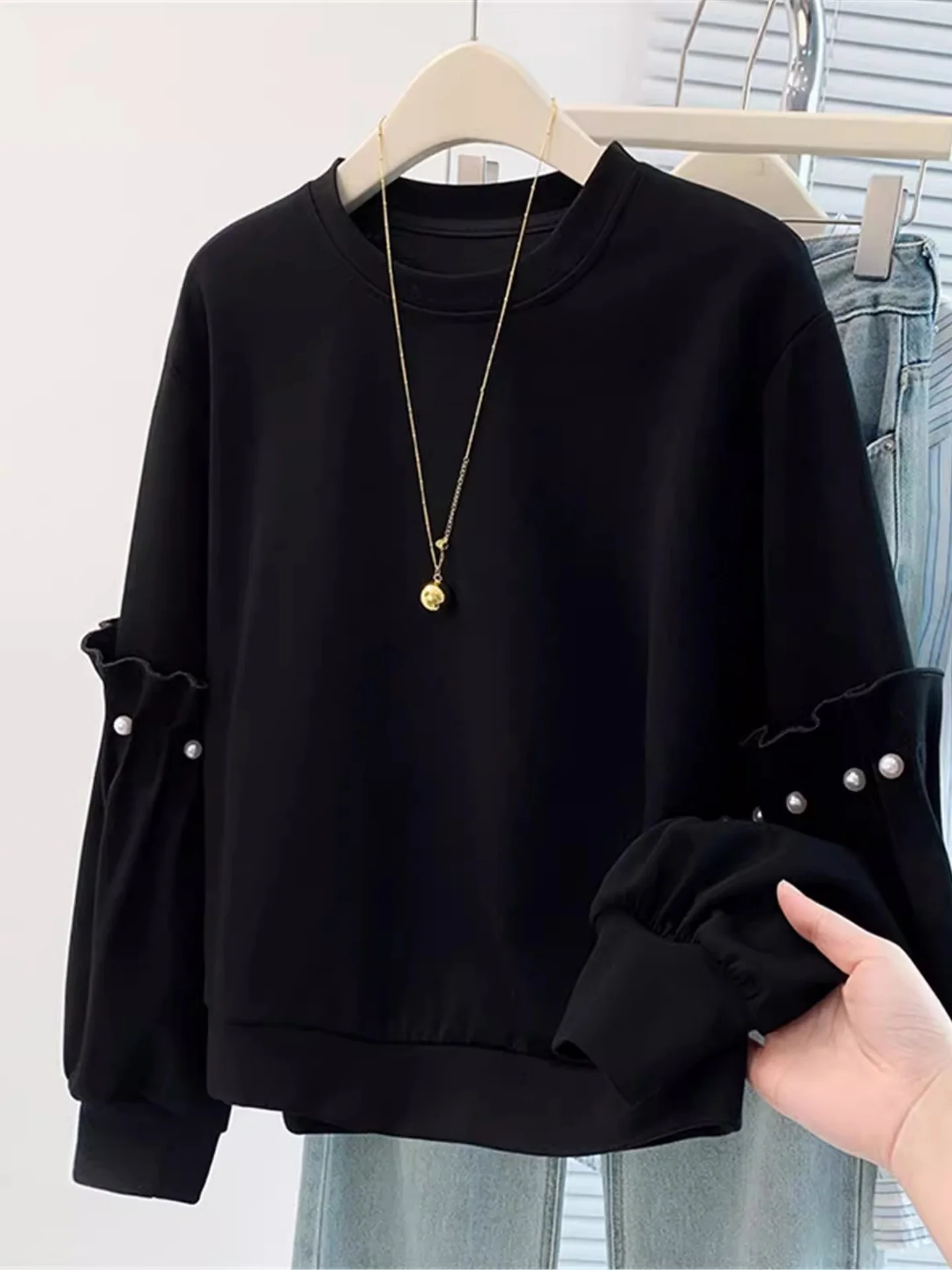 Ele Bla Long Sve Hoodie Women's plus Size Slimming Belly Cover Faionable Age-Defng Top Trendy Commute Wear
Ele Bla Long Sve Hoodie Women's plus Size Slimming Belly Cover Faionable Age-Defng Top Trendy Commute Wear