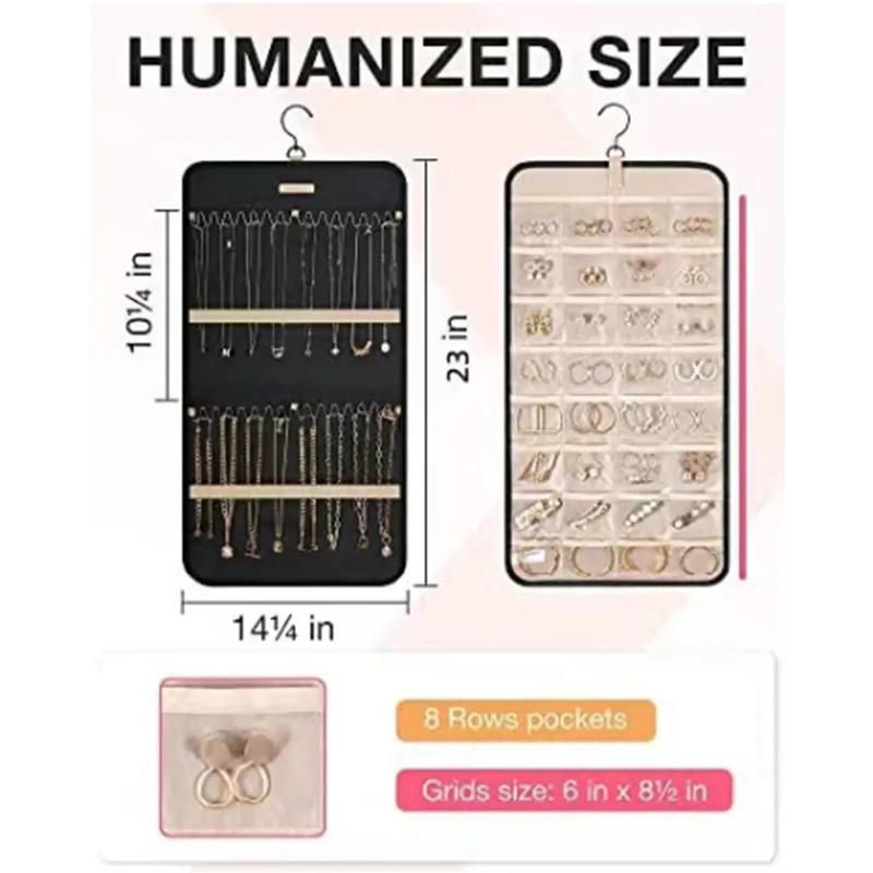 Fashionable New Portable Storage Makeup Bag Hook Metal Hook Double-Sided Cloth Bag Hanging Jewelry Gift Bags Two Color
Fashionable New Portable Storage Makeup Bag Hook Metal Hook Double-Sided Cloth Bag Hanging Jewelry Gift Bags Two Color