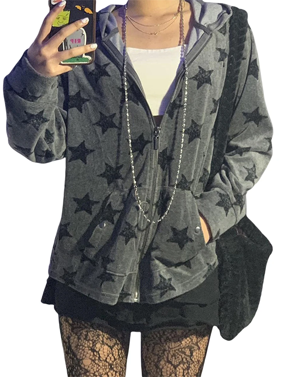 Gothic Grunge Harajuku Pentagram Print Sweatshirts Women Preppy Style E-girl Harajuku Hoodies Zip Up Coats Jackets Y2k
Gothic Grunge Harajuku Pentagram Print Sweatshirts Women Preppy Style E-girl Harajuku Hoodies Zip Up Coats Jackets Y2k