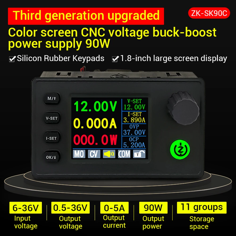 SK90C Color Screen CNC Adjustable Voltage Regulator Power Supply Constant Voltage Constant Current Charging Module 6-36V 90W
SK90C Color Screen CNC Adjustable Voltage Regulator Power Supply Constant Voltage Constant Current Charging Module 6-36V 90W