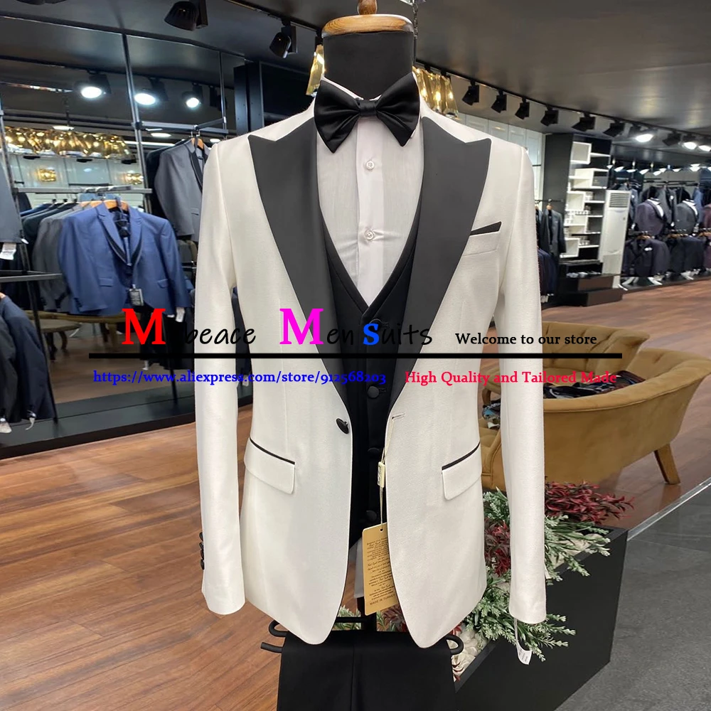 Tuxedo Jackets Men's Suits Slim Fit 3 Pieces Sets Ivory Stylish Designer Prom Suits Costume Homme Mariage Groomsmen Wedding Suit
Tuxedo Jackets Men's Suits Slim Fit 3 Pieces Sets Ivory Stylish Designer Prom Suits Costume Homme Mariage Groomsmen Wedding Suit