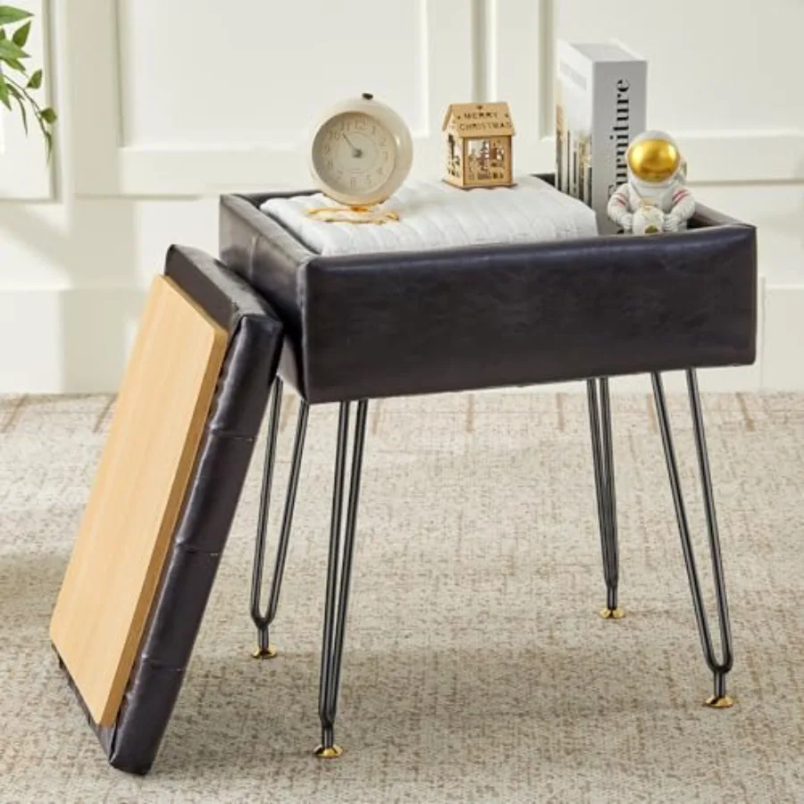 Vanity Stool, Leather Vanity Stool Chair with Storage, Rec Makeup Chair Soft Padded Seat with Legs for Bedroom Black
Vanity Stool, Leather Vanity Stool Chair with Storage, Rec Makeup Chair Soft Padded Seat with Legs for Bedroom Black