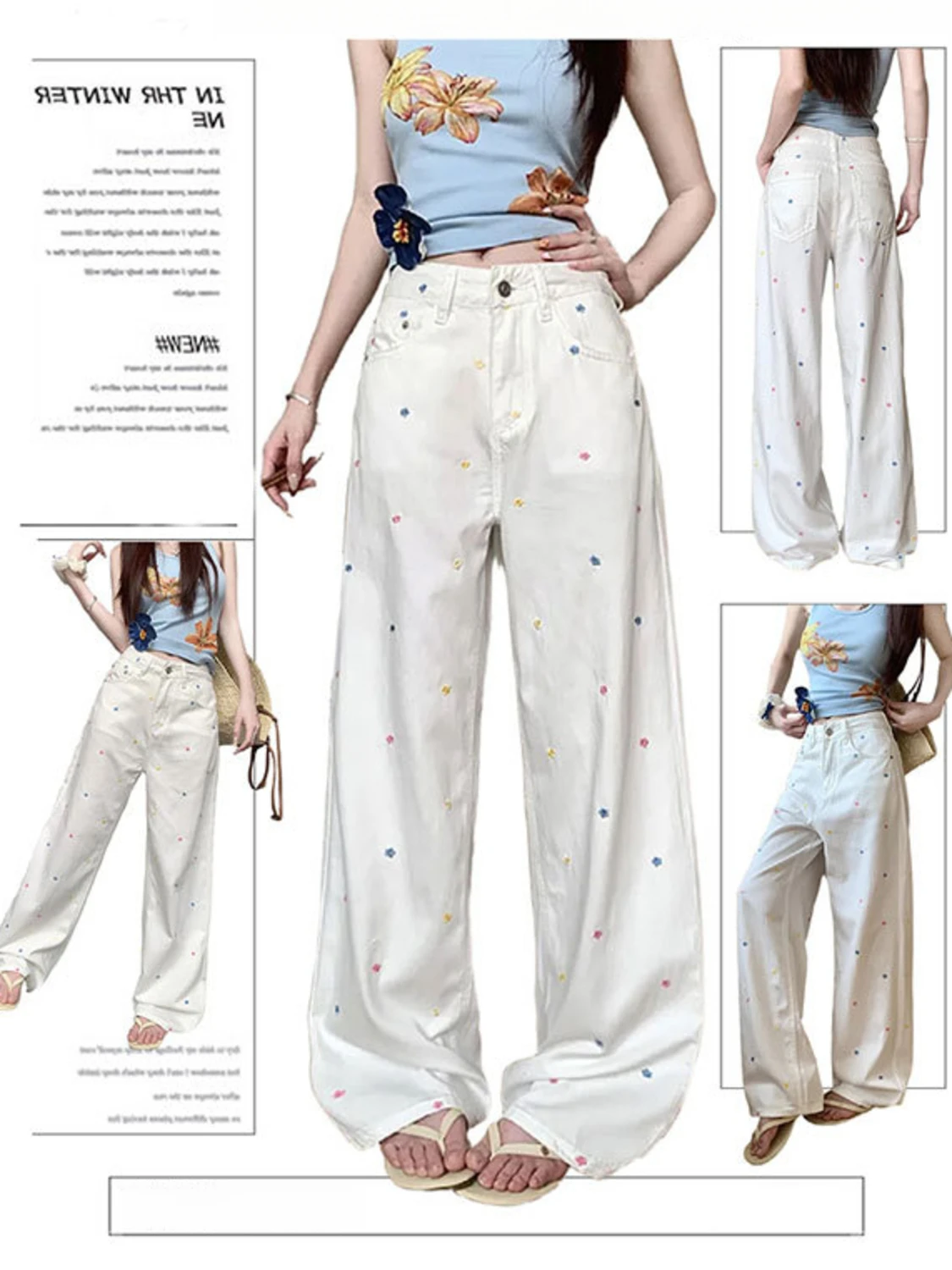 Women Y2K Embroidered Wide Leg Jeans High Waist Vintage Baggy Denim Pants Casual Streetwear
Women Y2K Embroidered Wide Leg Jeans High Waist Vintage Baggy Denim Pants Casual Streetwear