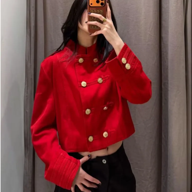 Women's Jackets 2026 New Round Neck Long Slevve Gold Buttons Coats Casual Female Outwear Fashion Vintage Short Tops
Women's Jackets 2026 New Round Neck Long Slevve Gold Buttons Coats Casual Female Outwear Fashion Vintage Short Tops