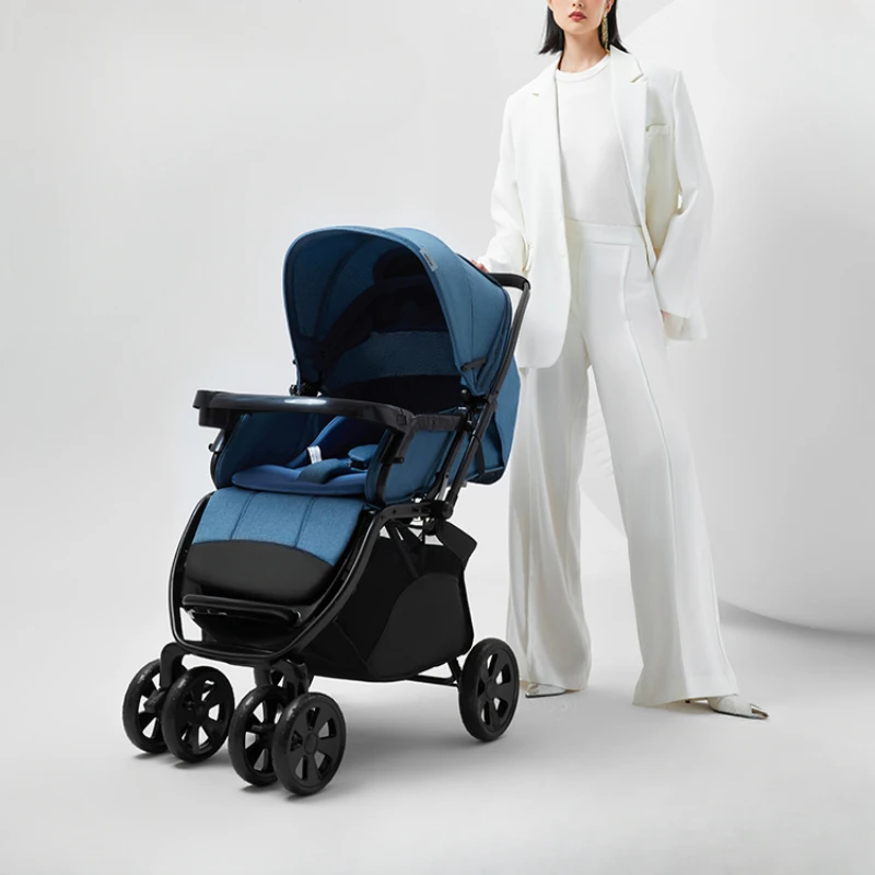 Safe baby stroller with high landscape, two-way seating and reclining, four-wheel children's folding handcart C400
Safe baby stroller with high landscape, two-way seating and reclining, four-wheel children's folding handcart C400