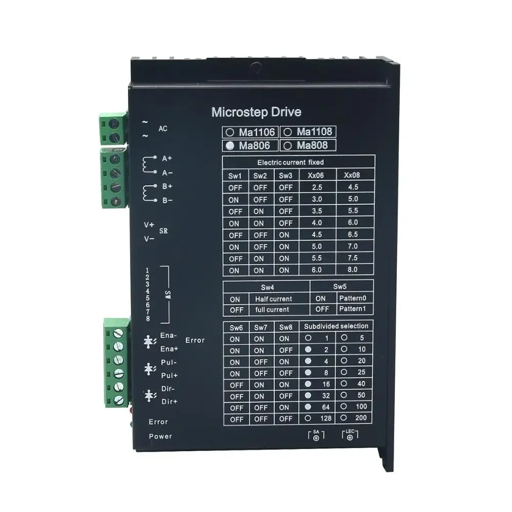 MA806 Microstep Driver Stepper Motor Controller for 57 86 Series CNC Engraving Machine
MA806 Microstep Driver Stepper Motor Controller for 57 86 Series CNC Engraving Machine