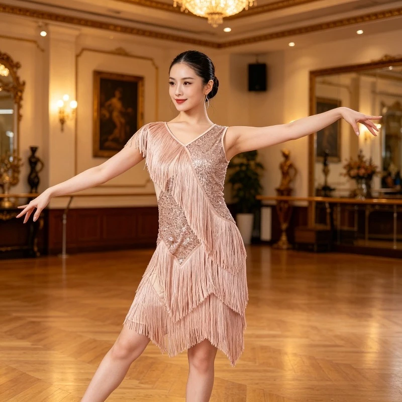 Women Sequins Tassel Latin Dance Dress for Tango Rumba Samba Competition Performance Party performance accessories Dancewear
Women Sequins Tassel Latin Dance Dress for Tango Rumba Samba Competition Performance Party performance accessories Dancewear