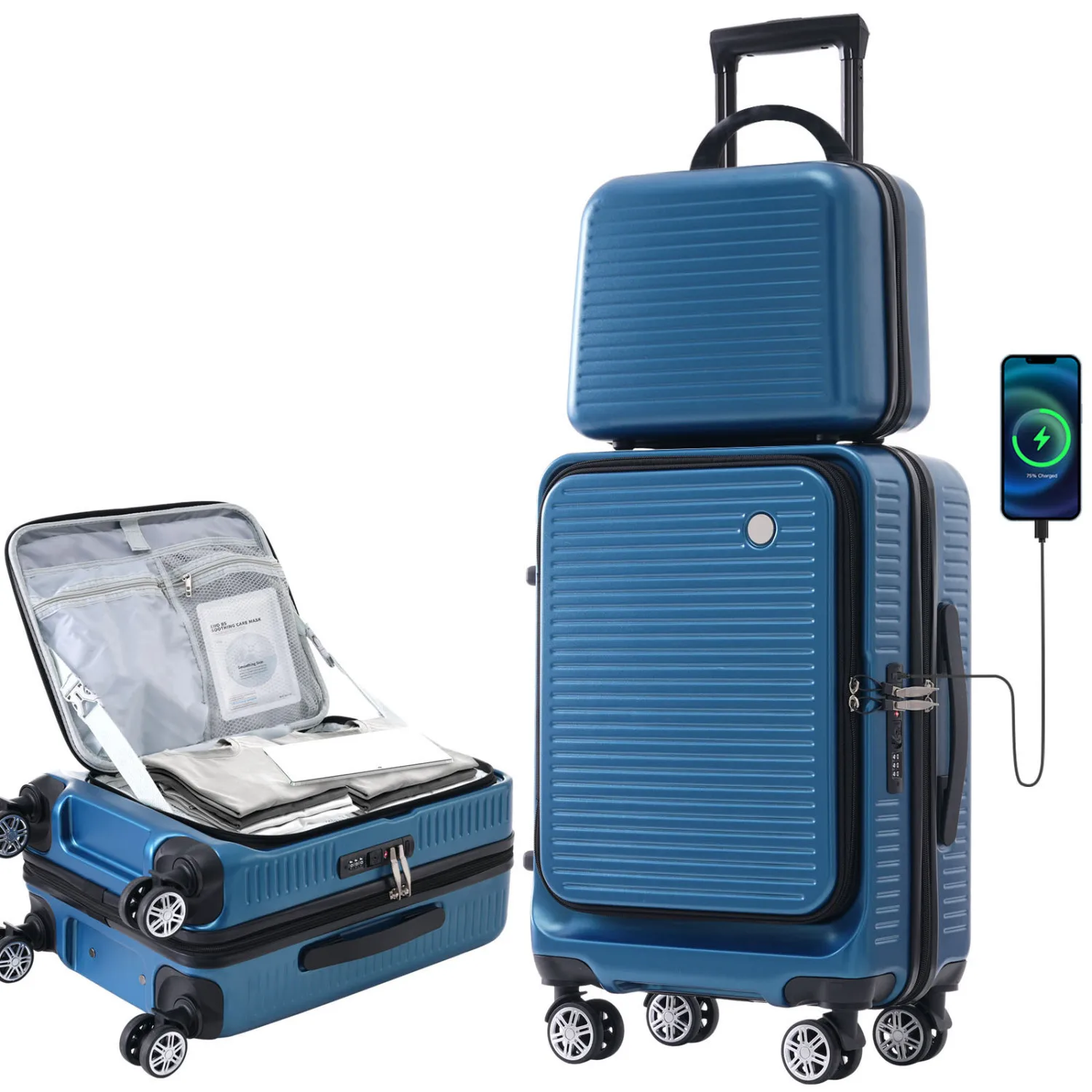 Carry-on Luggage 20 Inch Front Open Luggage Lightweight Suitcase with Front Pocket and USB Port, 1 Portable Carrying Case
Carry-on Luggage 20 Inch Front Open Luggage Lightweight Suitcase with Front Pocket and USB Port, 1 Portable Carrying Case