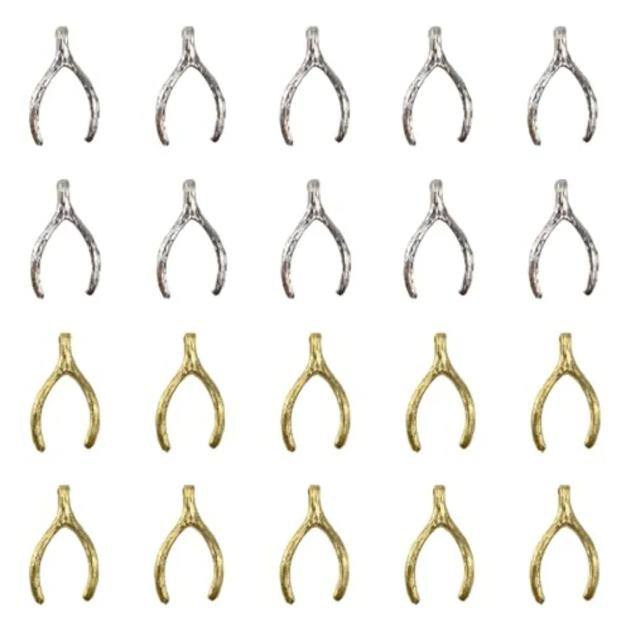 20 Pcs Wish Bone Charms Gold and Silver Brass, Wishbone Charms, Lucky Charm Pendants, for DIY Jewelry Making, Necklace Bracelet
20 Pcs Wish Bone Charms Gold and Silver Brass, Wishbone Charms, Lucky Charm Pendants, for DIY Jewelry Making, Necklace Bracelet