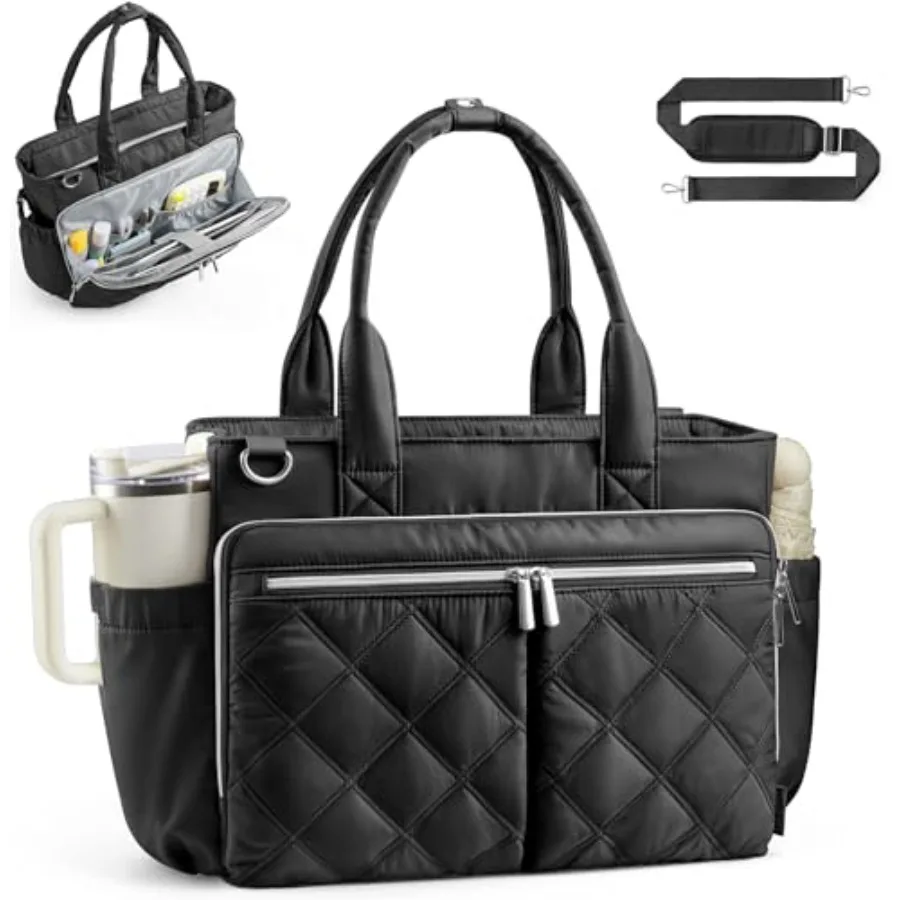 TOPEAST Teacher Tote Bag for Women, Lightweight Laptop Work Bag Quilted Travel Handbag with Cup Holder for Nurse Student
TOPEAST Teacher Tote Bag for Women, Lightweight Laptop Work Bag Quilted Travel Handbag with Cup Holder for Nurse Student