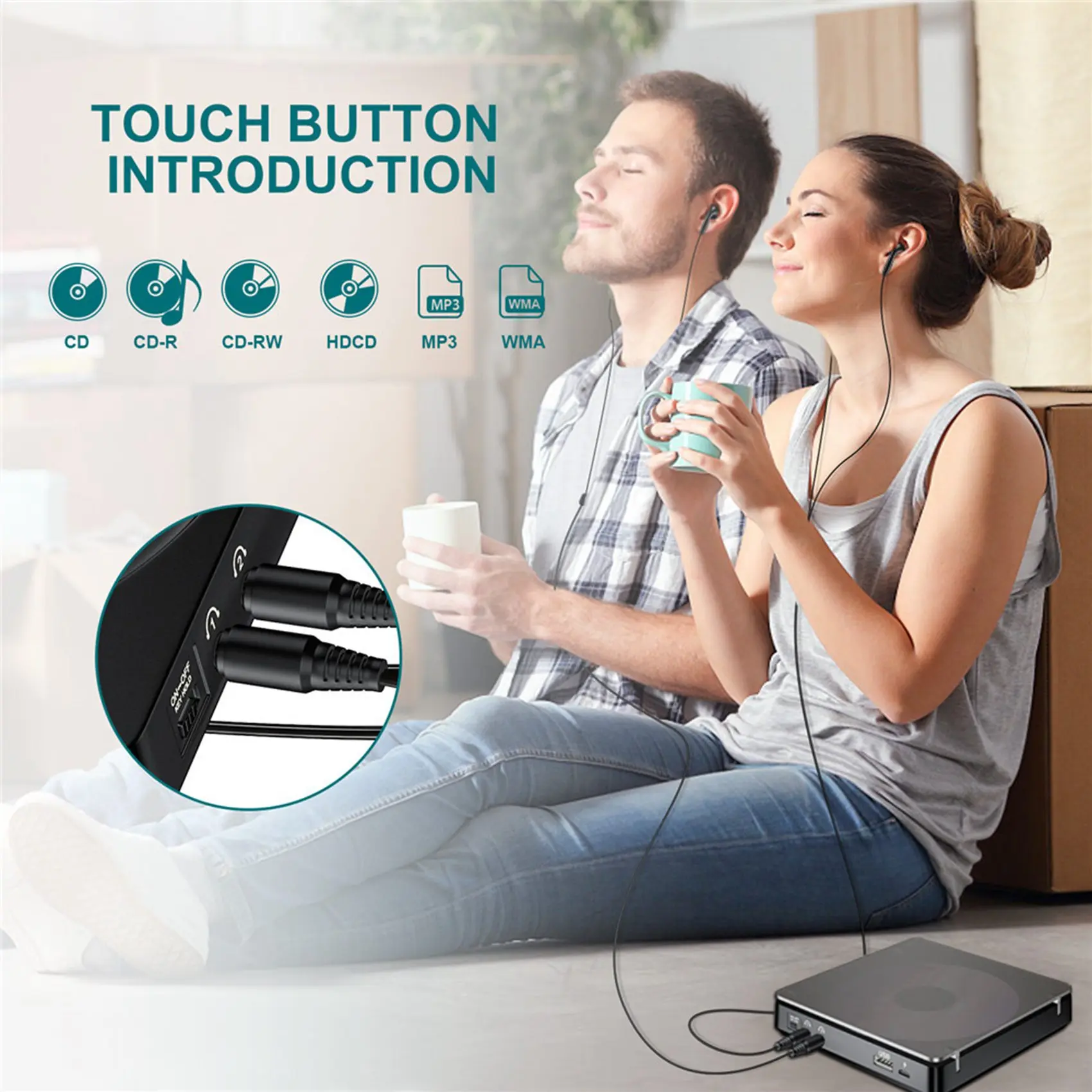 ABKQ-2X Portable CD Player Double Headphone Version Contact Button Reproductor CD Walkman Rechargeable Shockproof LCD Display
ABKQ-2X Portable CD Player Double Headphone Version Contact Button Reproductor CD Walkman Rechargeable Shockproof LCD Display