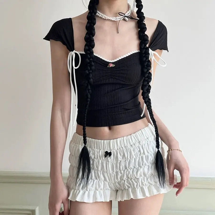 Harajuku Sexy Slim Y2k Crop Tops Y2k Aesthetic Black Short Sleeve Blouse Tops American Style Fashion Tees Party Club Design
Harajuku Sexy Slim Y2k Crop Tops Y2k Aesthetic Black Short Sleeve Blouse Tops American Style Fashion Tees Party Club Design