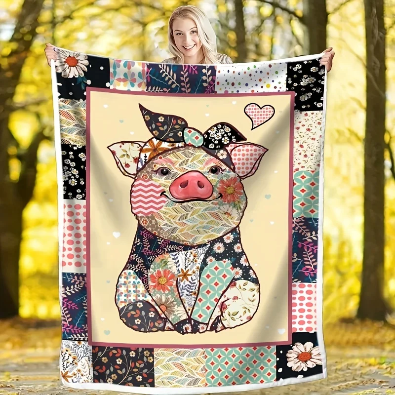 1pc Cozy Pig Design Flannel Blanket - Soft Warm All-Season Throw with Floral & Geometric Patterns, Multicolor Pastel Pink/Beige
1pc Cozy Pig Design Flannel Blanket - Soft Warm All-Season Throw with Floral & Geometric Patterns, Multicolor Pastel Pink/Beige