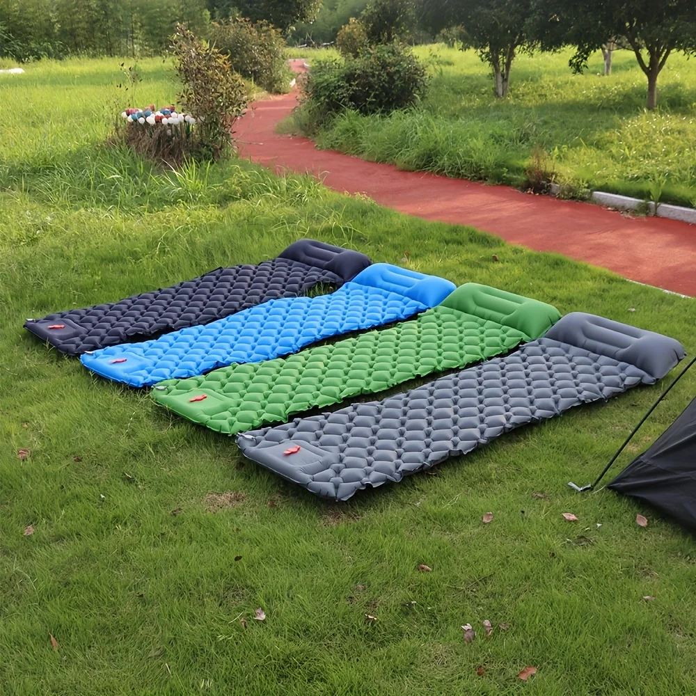 Inflatable Sleeping Pad with Pillow, Camping Moisture-Proof Mat, Foot Pump Auto-Inflating Portable Foldable Sleeping Mat
Inflatable Sleeping Pad with Pillow, Camping Moisture-Proof Mat, Foot Pump Auto-Inflating Portable Foldable Sleeping Mat