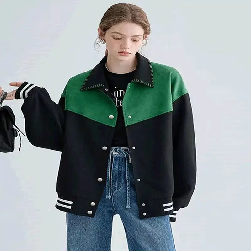 Женская винтажная свободная бейсбольная куртка 2024, весенняя джинсовая куртка большого размера с цветными блоками, повседневная верхняя одежда в уличном стиле в стиле ретро
Женская винтажная свободная бейсбольная куртка 2024, весенняя джинсовая куртка большого размера с цветными блоками, повседневная верхняя одежда в уличном стиле в стиле ретро