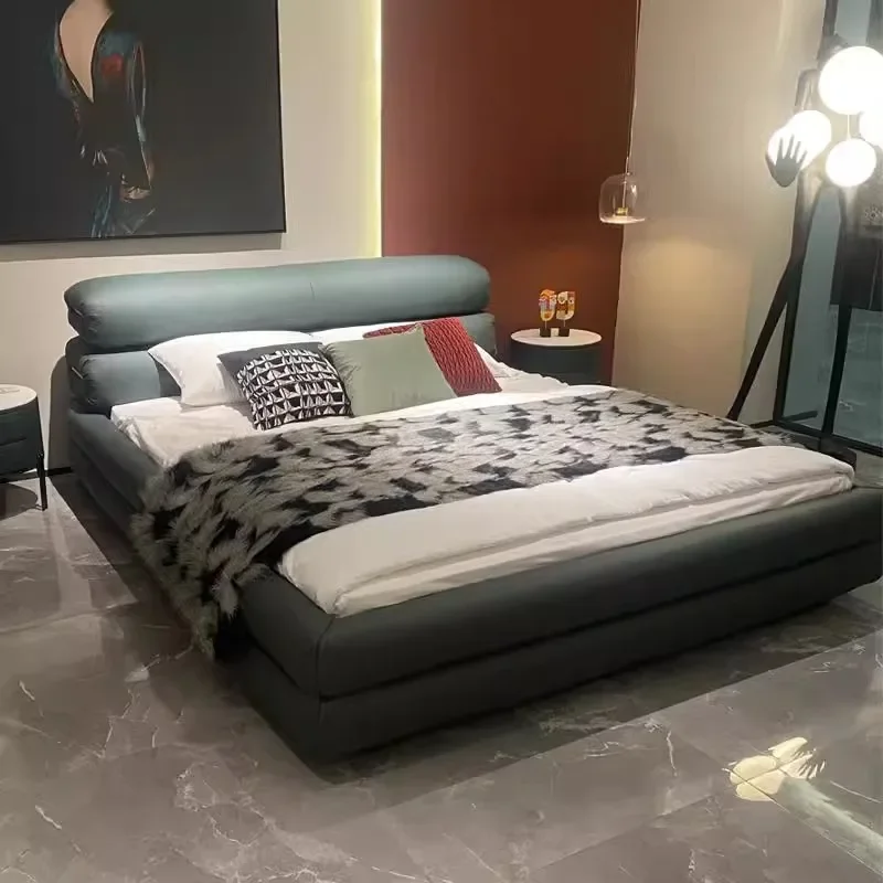 Lazy Minimalist Double Bed Modern Frame Soft Aesthetics Nordic Unique Bed Frame Genuine Leather High End Muebles Beds Furniture
Lazy Minimalist Double Bed Modern Frame Soft Aesthetics Nordic Unique Bed Frame Genuine Leather High End Muebles Beds Furniture