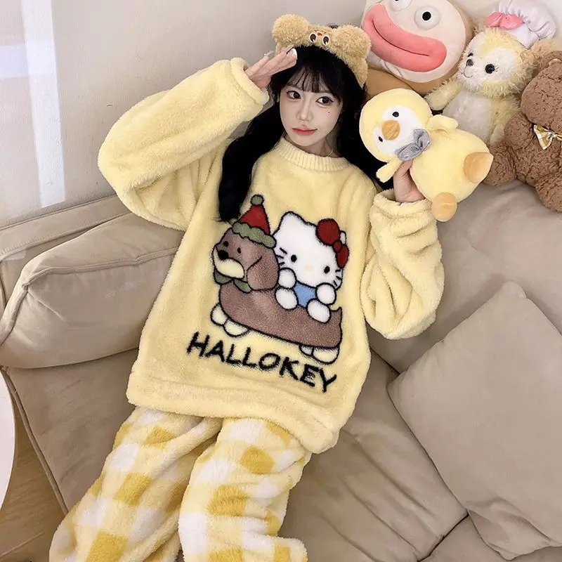 Anime Pochacco Girls Home Loungewear Women's Brushed Fleece Pajama Set Fall Winter Plush Thermal Cozy Sleepwear Festival Gift
Anime Pochacco Girls Home Loungewear Women's Brushed Fleece Pajama Set Fall Winter Plush Thermal Cozy Sleepwear Festival Gift
