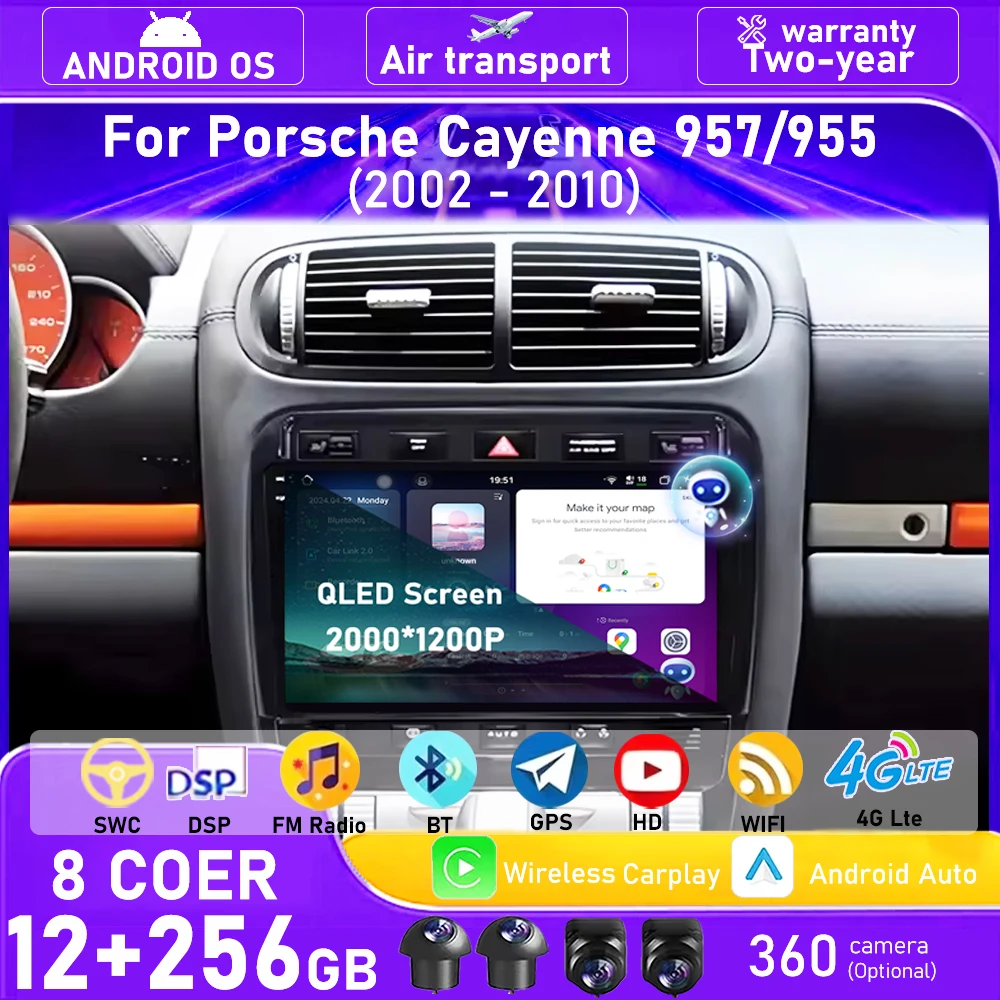 Android 16 авто для Porsche Cayenne 957/955 2002-2010 Автомобильный радиоприемник Мультимедийный плеер Инструменты для GPS-навигации Carplay WIFI 360 Камера
Android 16 авто для Porsche Cayenne 957/955 2002-2010 Автомобильный радиоприемник Мультимедийный плеер Инструменты для GPS-навигации Carplay WIFI 360 Камера