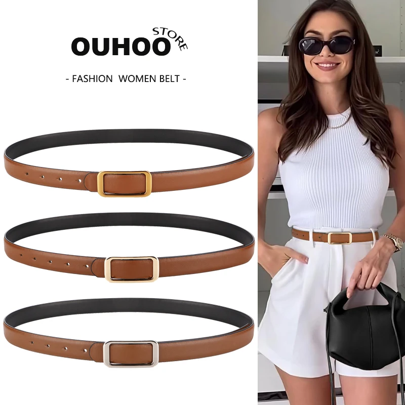 2026 New Women's Reversible Leather Belt Thin Fashion Waist Belts for Jeans Pants Dresses with Metal Buckle
2026 New Women's Reversible Leather Belt Thin Fashion Waist Belts for Jeans Pants Dresses with Metal Buckle