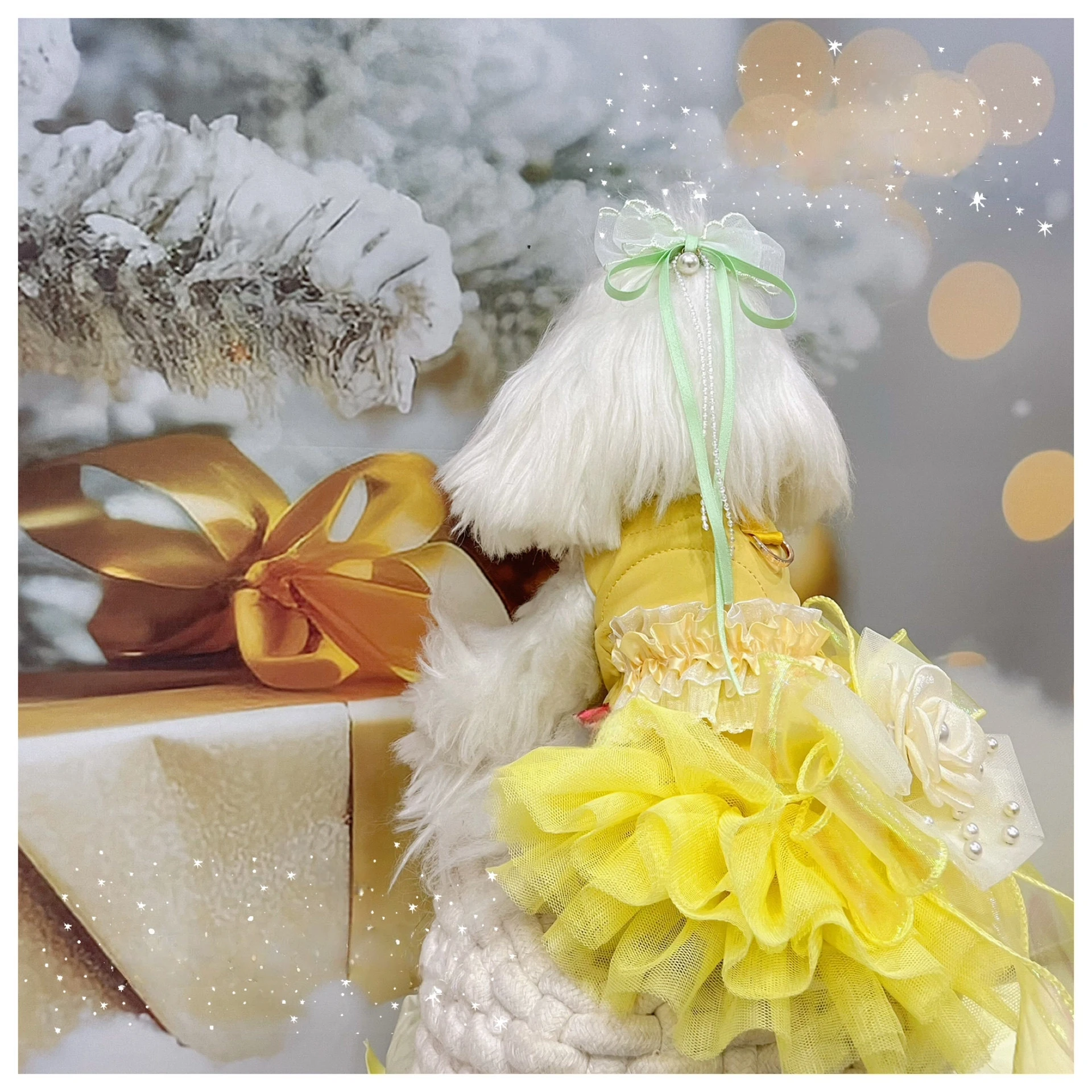 Pet Dog Clothing Winter Sweater Yellow Puff Sleeve Coat For Small Breed Maltese Yorkie Skirt Gift Set Bow Clothes For Dogs
Pet Dog Clothing Winter Sweater Yellow Puff Sleeve Coat For Small Breed Maltese Yorkie Skirt Gift Set Bow Clothes For Dogs