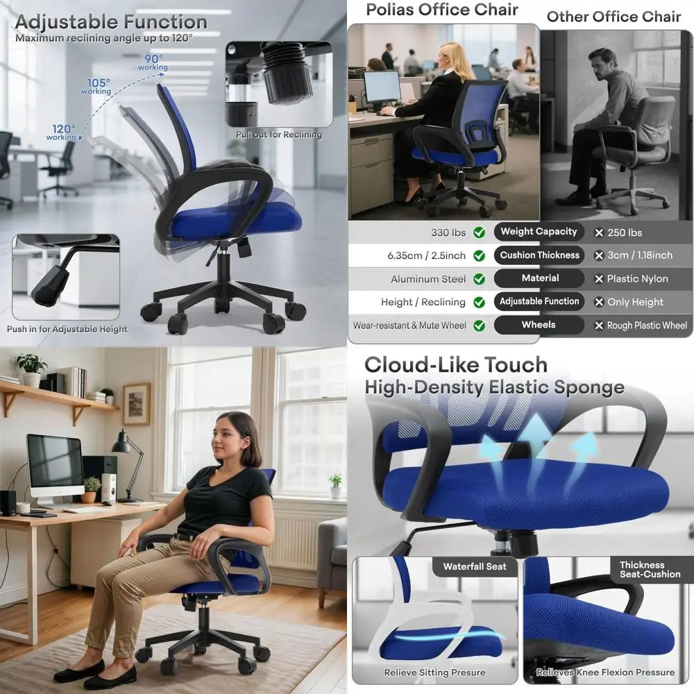 Эргономичное кресло повышенной прочности: нагрузка до 150 кг, дышащая сетка, поясничная поддержка, регулируемое вращение для дома, офиса и игр
Эргономичное кресло повышенной прочности: нагрузка до 150 кг, дышащая сетка, поясничная поддержка, регулируемое вращение для дома, офиса и игр