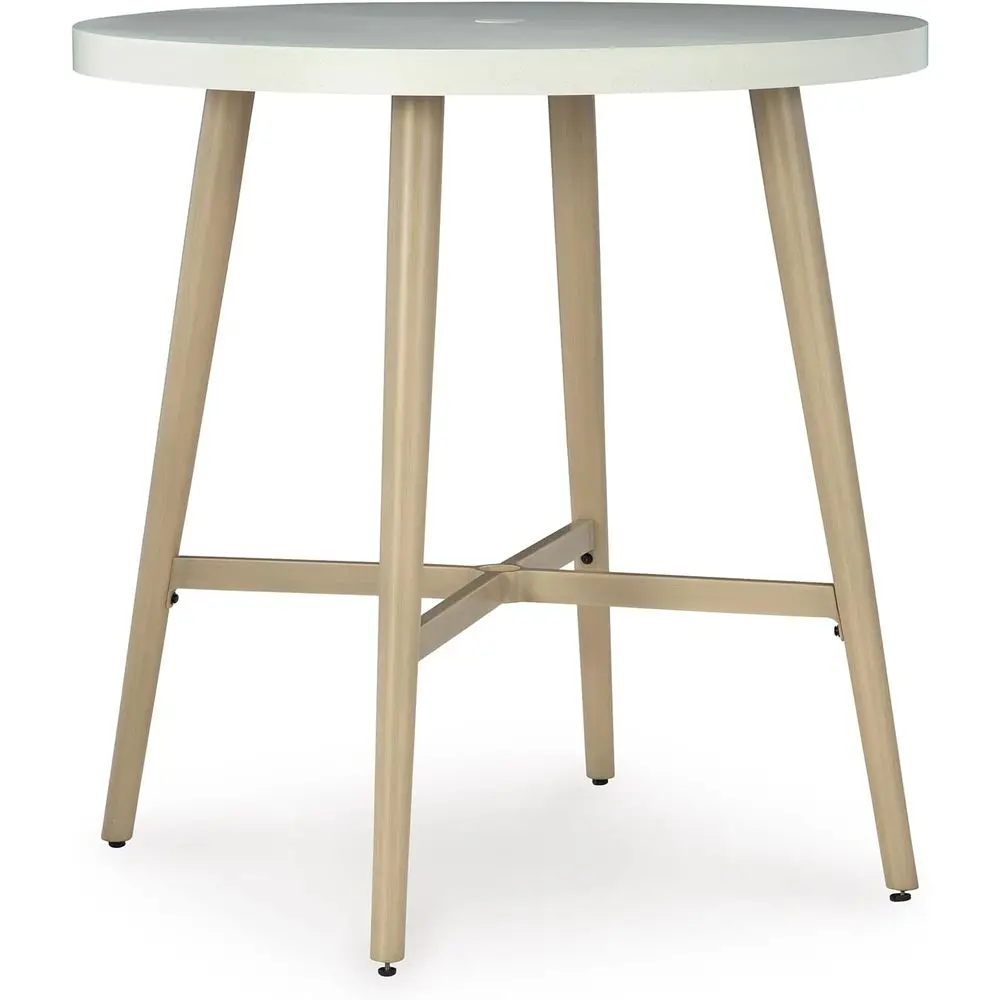 Casual Beige & White Outdoor Bar Table with Umbrella Hole
Casual Beige & White Outdoor Bar Table with Umbrella Hole