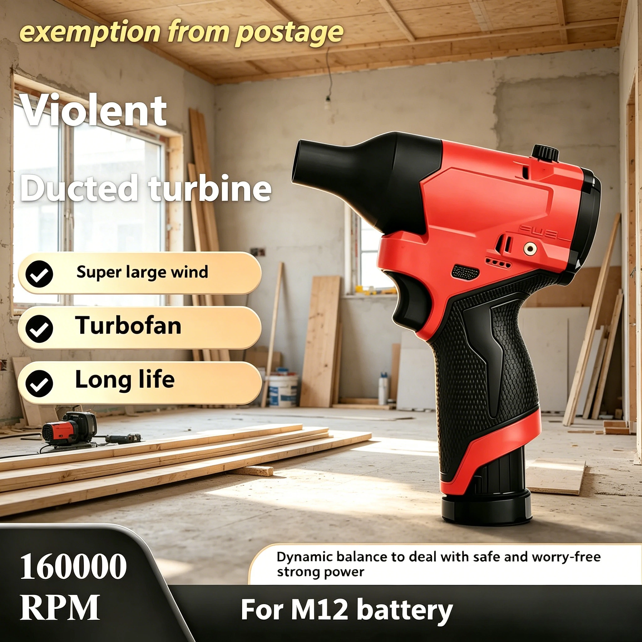 High-Power 160000RPM Ducted Turbine Blower, Cordless Electric Hair Dryer for Milwaukee M12, Long-Life Industrial car wash gun
High-Power 160000RPM Ducted Turbine Blower, Cordless Electric Hair Dryer for Milwaukee M12, Long-Life Industrial car wash gun