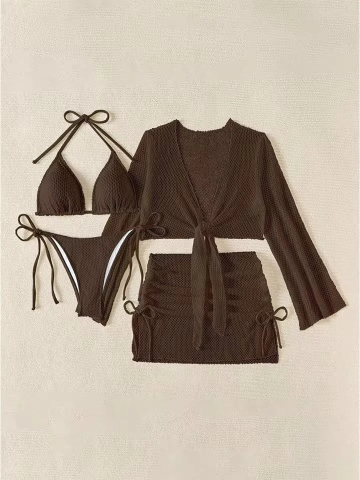 Vzvn Sexy Solid Laced Up Beach Bikinis Women Split Swimsuit Bikini 2026 New All Season Backless Bikinis Mesh Skirt 4 Piece Set
Vzvn Sexy Solid Laced Up Beach Bikinis Women Split Swimsuit Bikini 2026 New All Season Backless Bikinis Mesh Skirt 4 Piece Set