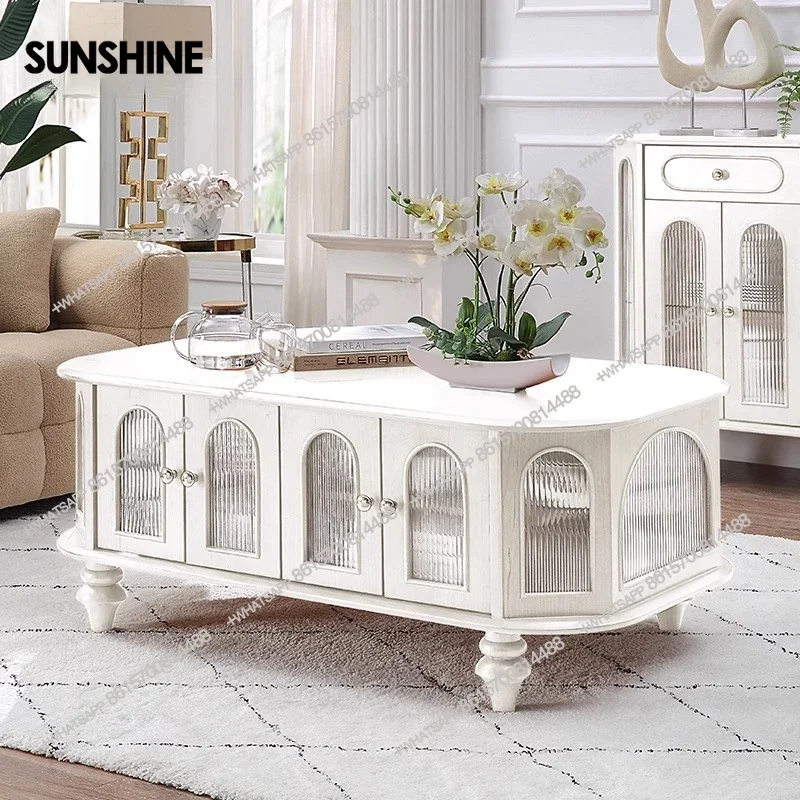 French retro solid wood coffee table creamy light luxury simple living room creative coffee tableX
French retro solid wood coffee table creamy light luxury simple living room creative coffee tableX