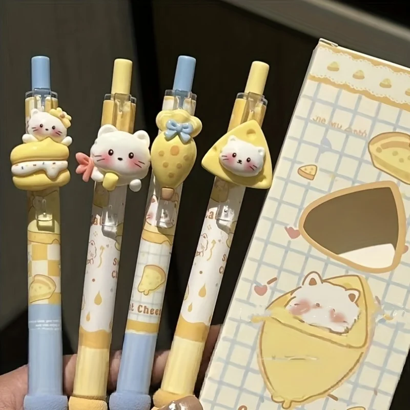 Набор из 4 гелевых ручек с черными чернилами в форме сыра, случайных цветов, в стиле Ins, с привлекательным дизайном, нажимные, черные, для письма, креативные и стильные, подходят для офисных принадлежностей.
Набор из 4 гелевых ручек с черными чернилами в форме сыра, случайных цветов, в стиле Ins, с привлекательным дизайном, нажимные, черные, для письма, креативные и стильные, подходят для офисных принадлежностей.