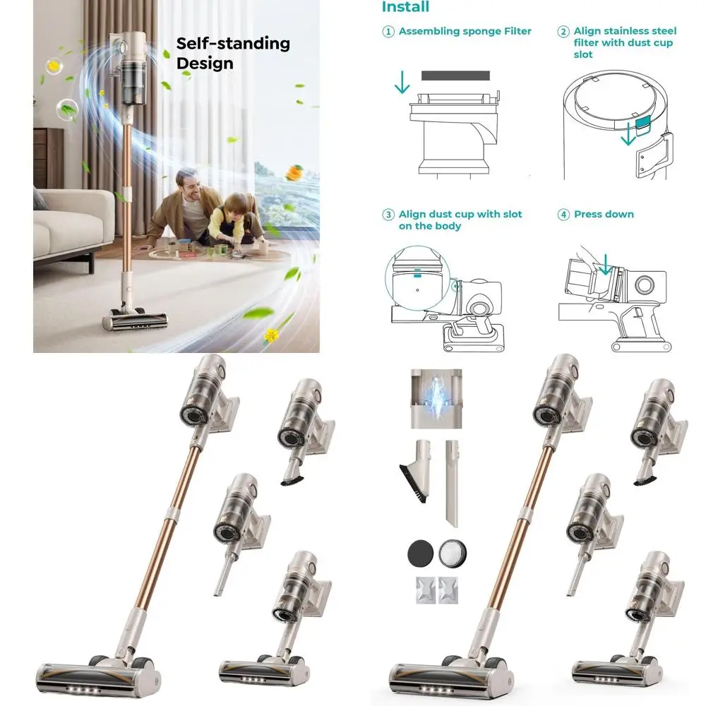 Беспроводной пылесос 600 Вт: 80 минут работы, 50 кПа, самонесущий, сенсорный экран, LED-подсветка, защита от наматывания волос, легкий, для ковров и полов
Беспроводной пылесос 600 Вт: 80 минут работы, 50 кПа, самонесущий, сенсорный экран, LED-подсветка, защита от наматывания волос, легкий, для ковров и полов