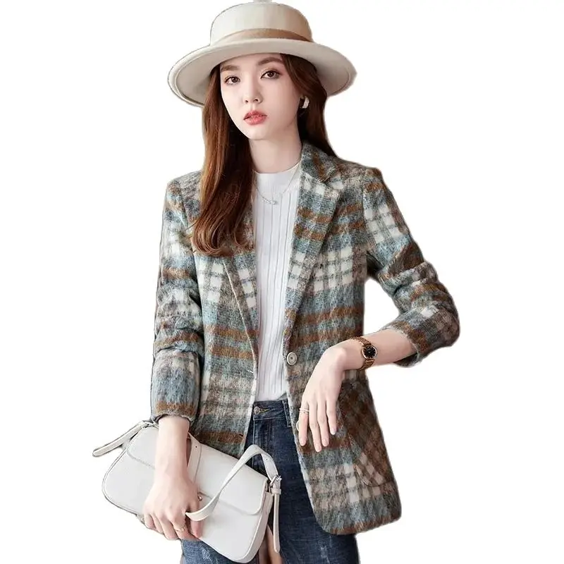 Women's Woolen Blazers 2024 New Spring Autumn Jacket Fashion Business Plaid Suits Women Coat Outerwear Lady Office Blazer 4XL
Women's Woolen Blazers 2024 New Spring Autumn Jacket Fashion Business Plaid Suits Women Coat Outerwear Lady Office Blazer 4XL