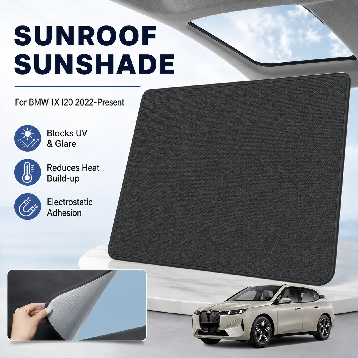 For BMW IX I20 2022-PresentCar Suede Fabric Anti-uv Electrostatic Adsorption Sunroof Sunshade Heat Insulation Skylight Accessory
For BMW IX I20 2022-PresentCar Suede Fabric Anti-uv Electrostatic Adsorption Sunroof Sunshade Heat Insulation Skylight Accessory