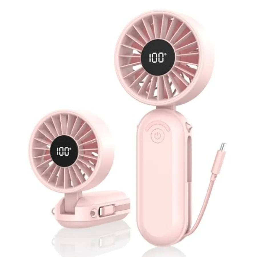 Foldable Handheld Fan Rechargeable, Built-in Type-C Cable, 5-Speed Personal Fan, Max 17H Runtime, Wearable Neck Fans for Travel
Foldable Handheld Fan Rechargeable, Built-in Type-C Cable, 5-Speed Personal Fan, Max 17H Runtime, Wearable Neck Fans for Travel